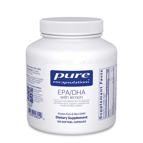 Pure Encapsulations, EPA/DHA With Lemon, 120 Softgels - 766298008240 | Hilife Vitamins