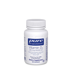 Pure Encapsulations, Vitamin D3  250 mcg 10,000 IU, 120 Capsules - 766298011950 | Hilife Vitamins