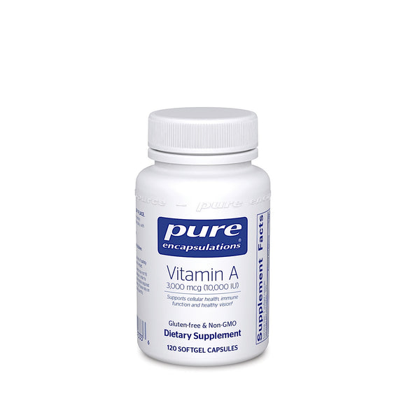 Pure Encapsulations, Vitamin A 10,000 i.u, 120 Softgels - 766298013336 | Hilife Vitamins