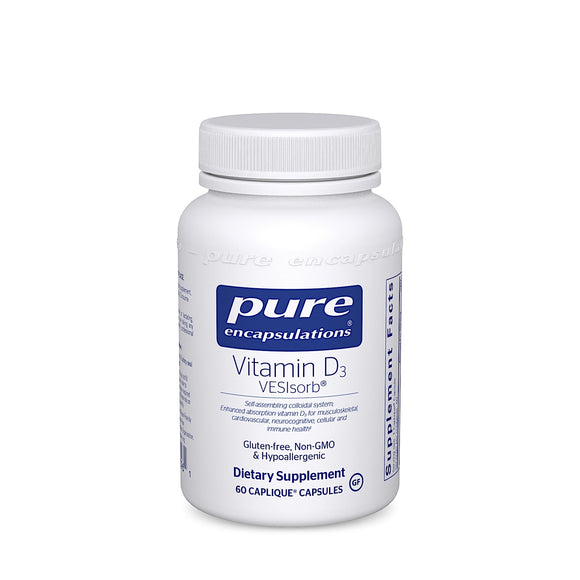Pure Encapsulations, Vitamin D3 VESIsorb 60's, 60 Caplique Capsules - 766298013961 | Hilife Vitamins