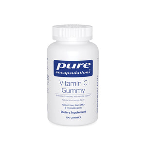 Pure Encapsulations, Vitamin C Gummy, Natural Sour-Orange Flavor, 100 Gummies - 766298023373 | Hilife Vitamins