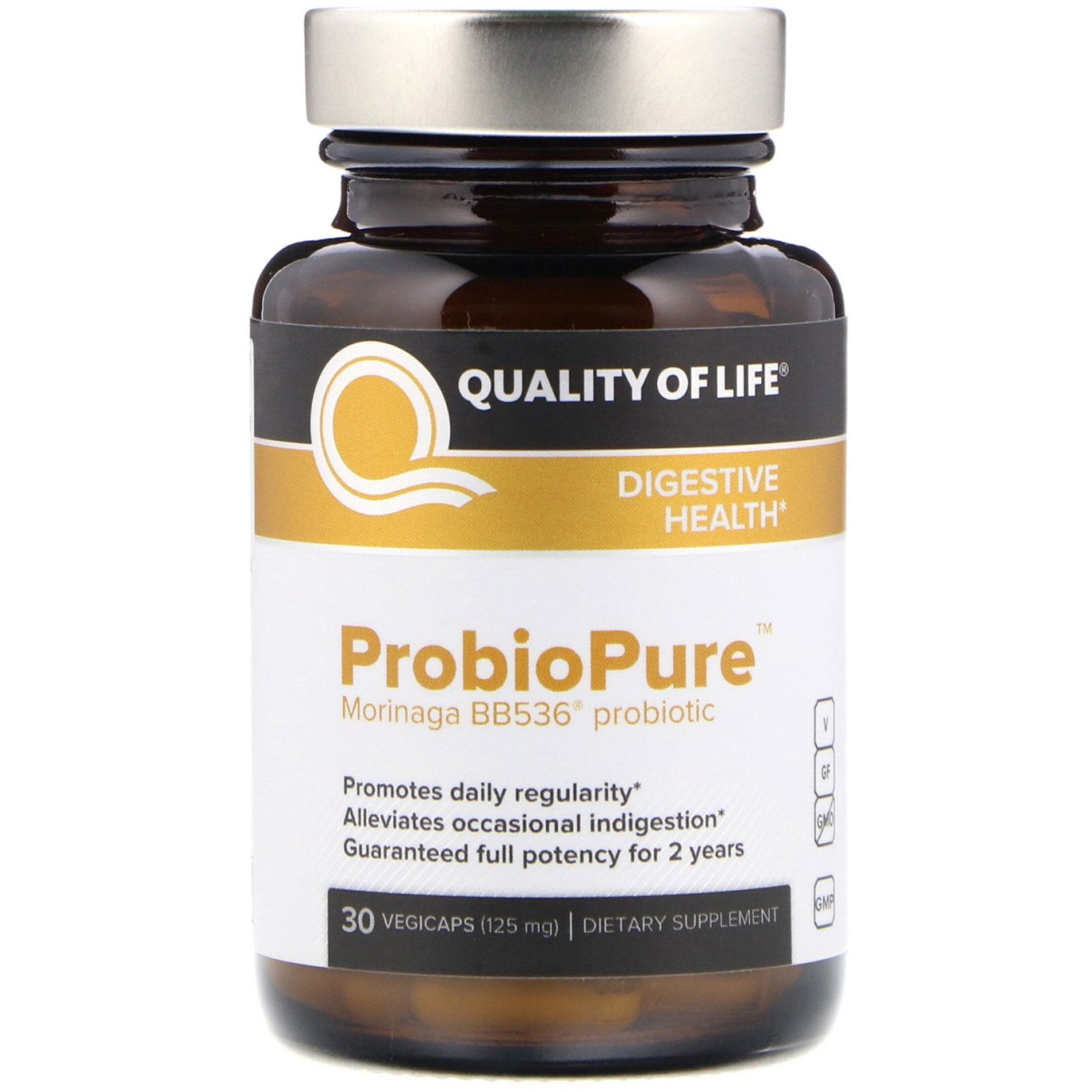 Quality Of Life, Probiopure Bb536 125 mg, 30 Vegetarian Capsules UPC 812259003165 | HiLife Vitamins
