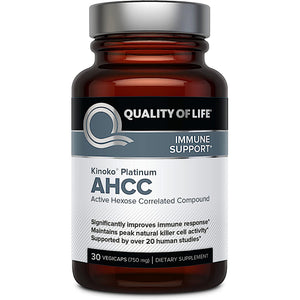 Quality Of Life, Kinoko Platinum AHCC 750 mg, 30 Vegicaps - 812259003387 | Hilife Vitamins