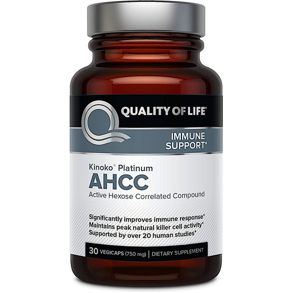Quality Of Life, Kinoko Platinum AHCC 750 mg, 30 Vegicaps - 812259003387 | Hilife Vitamins