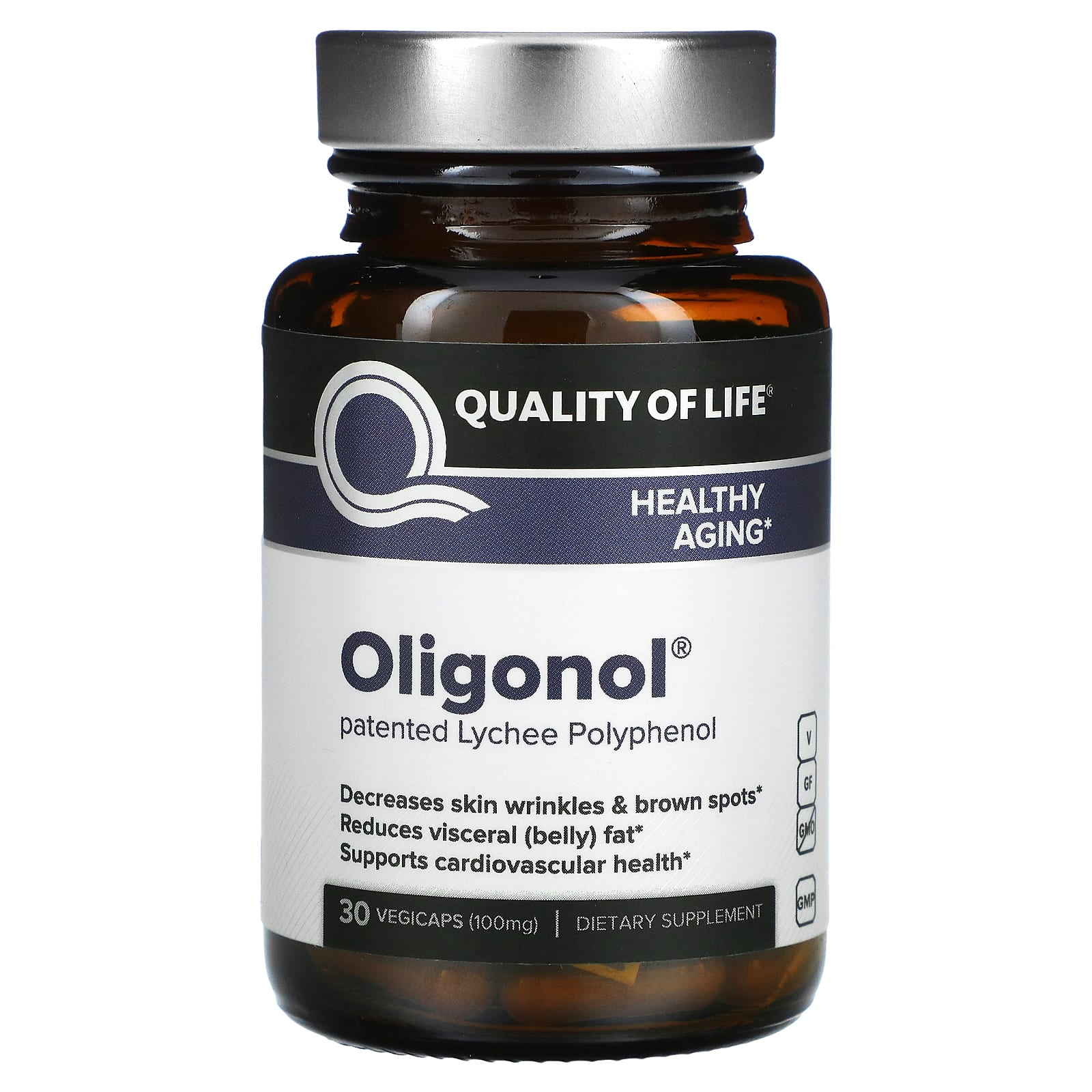 Quality Of Life, Oligonol 100 mg, 30 Vegetarian Capsules UPC 812259003035 | HiLife Vitamins