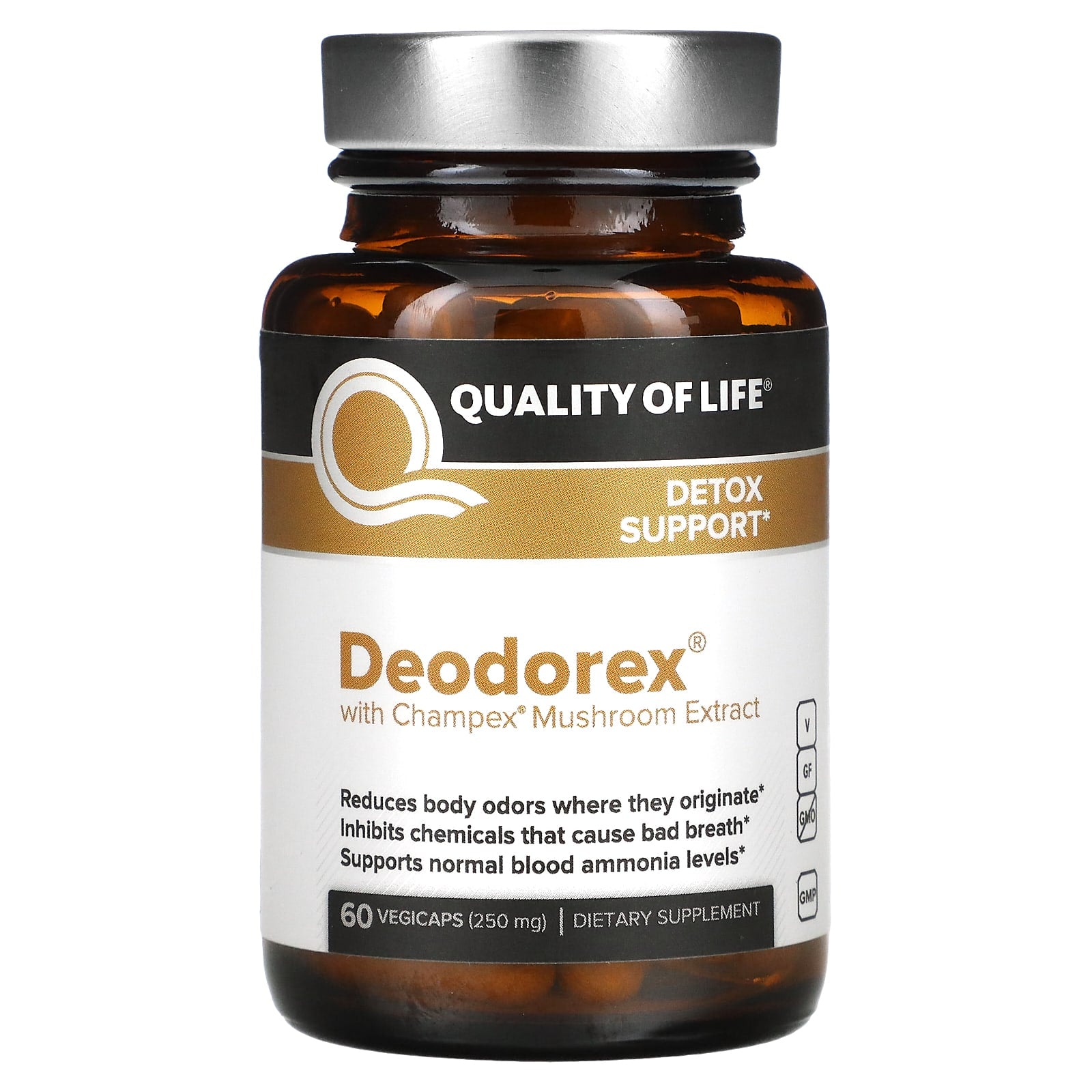 Quality Of Life, Deodorex Champex 200 mg, 60 Vegetarian Capsules UPC 812259003103 | HiLife Vitamins