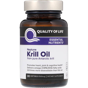 Quality Of Life, Neptune Krill Oil 500 mg, 30 Softgels - 812259003219 | Hilife Vitamins