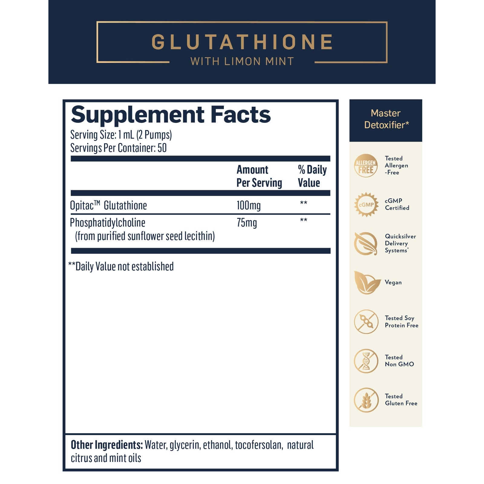 Quicksilver Scientific, Liposomal Glutathione With Lemon Mint, 1.7 Fl | HiLife Vitamins Quicksilver Scientific, Liposomal Glutathione With Lemon Mint, 1.7 Fl | HiLife Vitamins