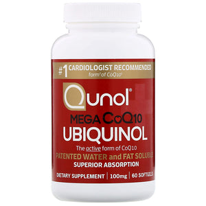 Qunol, Mega Ubiquinol 100 mg, 60 Softgels - 898440001288 | Hilife Vitamins