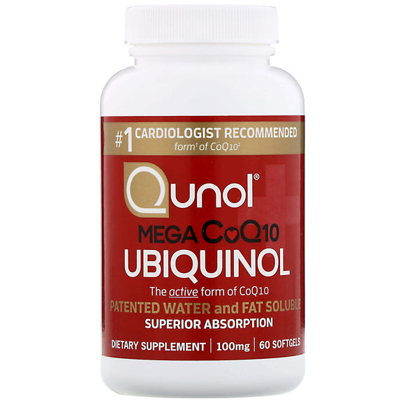 Qunol, Mega Ubiquinol 100 mg, 60 Softgels - 898440001288 | Hilife Vitamins