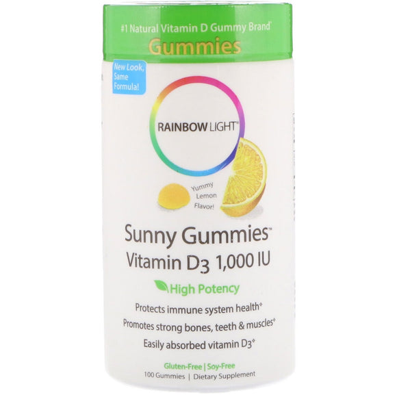 Rainbow Light, Vitamin D 1000 IU Sunny Lemon, 100 gummies - 021888120642 | Hilife Vitamins
