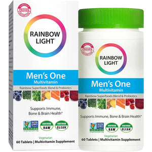 Rainbow Light, Multivitamin for Men, Vitamin C, D & Zinc, Probiotics, 60 Tablets - 021888217137 | Hilife Vitamins