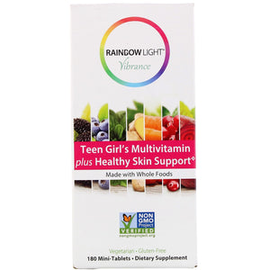 Rainbow Light, Vibrance Teen Girl's Multivitamin Plus Healthy Skin Support Mini Tab, 180 Tablets - 021888780815