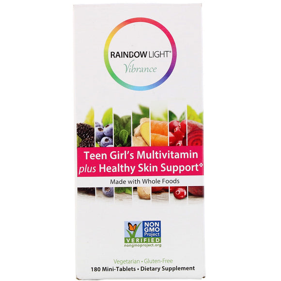 Rainbow Light, Vibrance Teen Girl's Multivitamin Plus Healthy Skin Support Mini Tab, 180 Tablets - 021888780815
