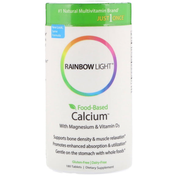 Rainbow Light, Food Based Calcium 500 mg, 180 Tablets - 021888109524 | Hilife Vitamins