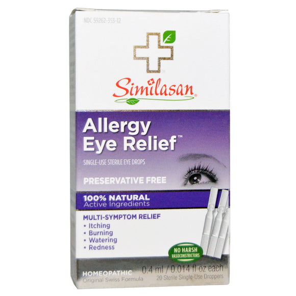Similasan, Monodose Eyedrops #2 Allergy Eyes, .014 Oz - 094841300238 | Hilife Vitamins