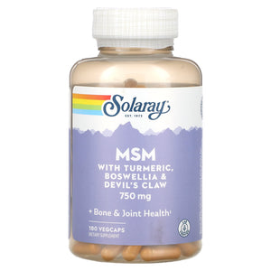 Solaray, MSM with Turmeric, Boswellia & Devil’s Claw, 750 mg, 180 VegCaps - 076280008661 | Hilife Vitamins