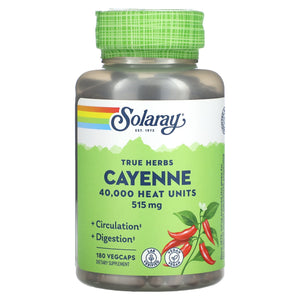 Solaray, True Herbs, Cayenne, 515 mg, 180 VegCaps - 076280011319 | Hilife Vitamins