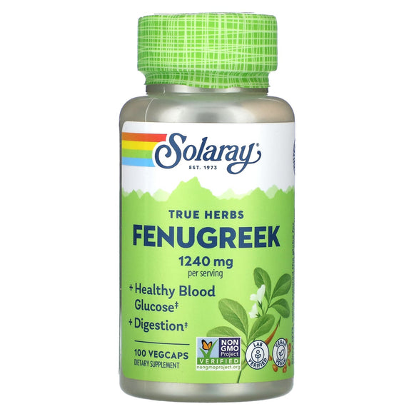 Solaray, True Herbs, Fenugreek, 620 mg, 100 VegCaps - 076280012705 | Hilife Vitamins