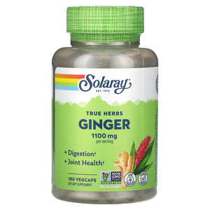 Solaray, True Herbs, Ginger, 1,100 mg, 180 VegCaps - 076280013016 | Hilife Vitamins