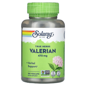 Solaray, True Herbs, Valerian, 470 mg, 180 VegCaps - 076280016314 | Hilife Vitamins