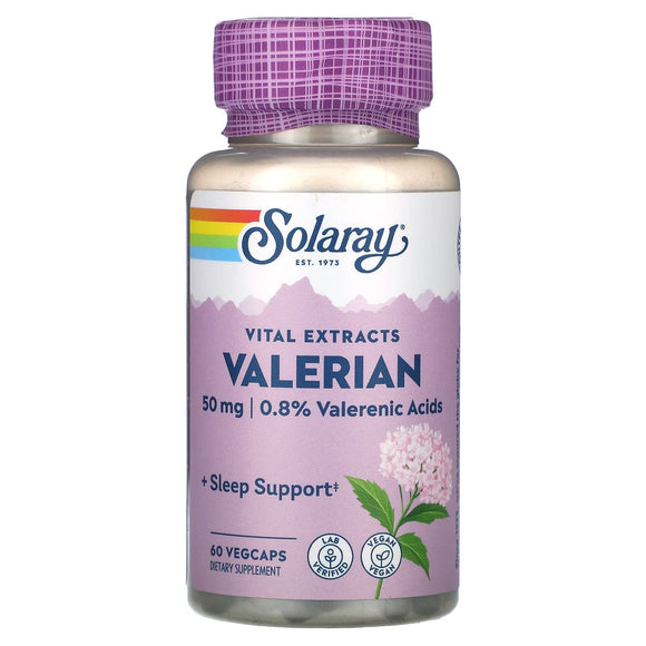 Solaray, Vital Extracts, Valerian, 50 mg, 60 VegCaps - 076280039009 | Hilife Vitamins