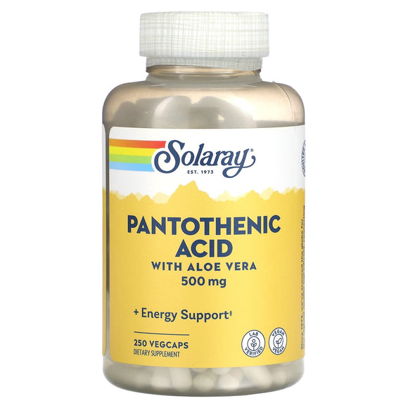 Solaray, Pantothenic Acid 500 mg, 250 VegCaps - 076280043815 | Hilife Vitamins