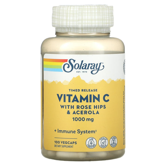 Solaray, Time Release Vitamin C 1000 mg, 100 VegCaps - 076280044508 | Hilife Vitamins