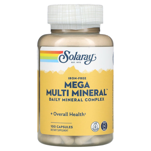 Solaray, Multi Mineral Mega Iron Free, 100 Capsules - 076280045130 | Hilife Vitamins