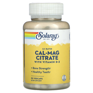 Solaray, Cal-Mag Citrate w/D 1000/500mg, 90 VegCaps - 076280045260 | Hilife Vitamins