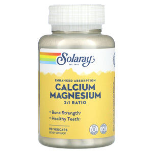 Solaray, Enhanced Absorption Calcium Magnesium, 90 VegCaps - 076280045307 | Hilife Vitamins