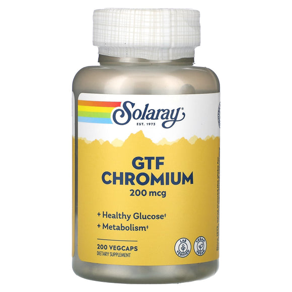 Solaray, GTF Chromium, 200 mcg, 200 VegCaps - 076280045918 | Hilife Vitamins