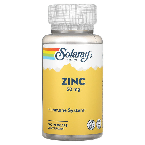 Solaray, Zinc 50 mg, 100 VegCaps - 076280047103 | Hilife Vitamins