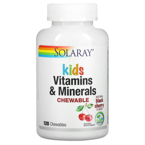 Solaray, Children’s Chewable Vitamin and Minerals, Natural Black Cherry Flavor, 120 Chewable - 076280047974 | Hilife Vitamins