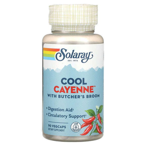 Solaray, Cool Cayenne With Butcher’s Broom, 90 VegCaps - 076280081039 | Hilife Vitamins
