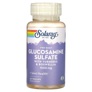 Solaray, Glucosamine Sulfate, with Turmeric & Boswellia, 750 mg, 60 VegCaps - 076280081510 | Hilife Vitamins