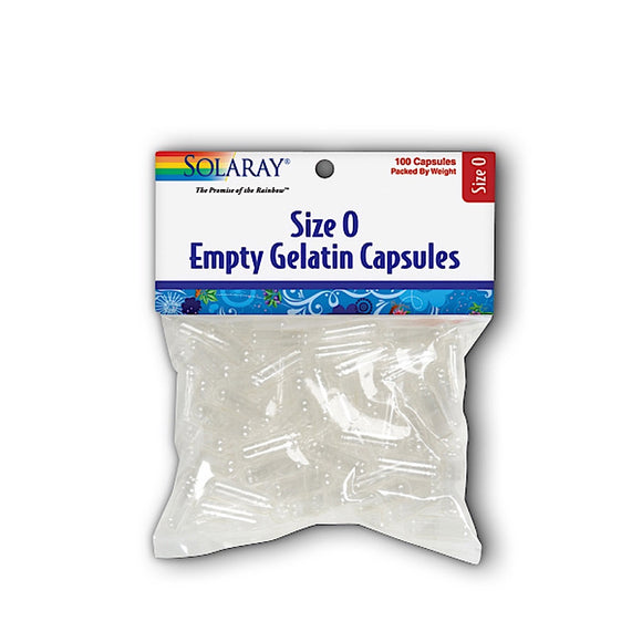 Solaray, Empty Gelatin Capsules Size 0, 100 capsules - 076280098105 | Hilife Vitamins