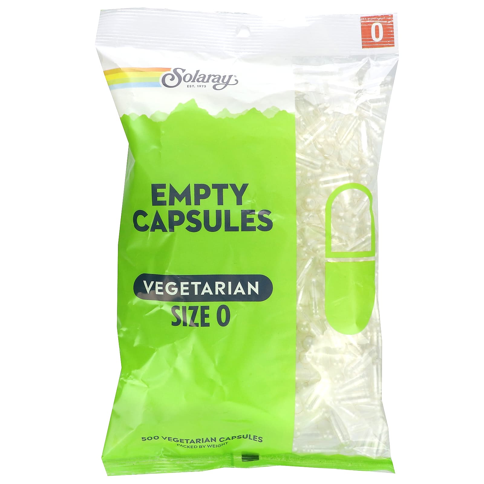 Solaray, Empty Vegetarian Capsules Size 0, 500 Capsules UPC 076280098235 | HiLife Vitamins