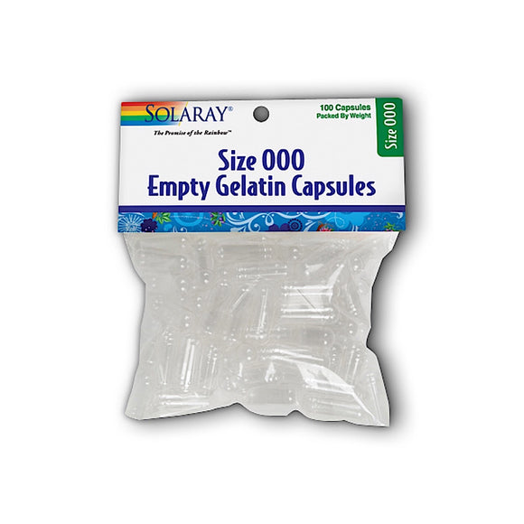 Solaray, Empty Gelatin Capsules Size 000, 100 Capsules - 076280098709 | Hilife Vitamins