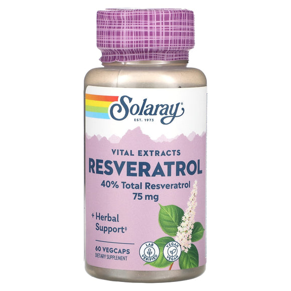 Solaray, Vital Extracts, Resveratrol, 75 mg, 60 Capsules - 076280103489 | Hilife Vitamins
