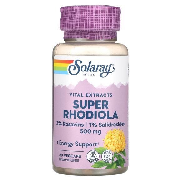 Solaray, Rhodiola Super 500 mg, 60 VegCaps - 076280111071 | Hilife Vitamins