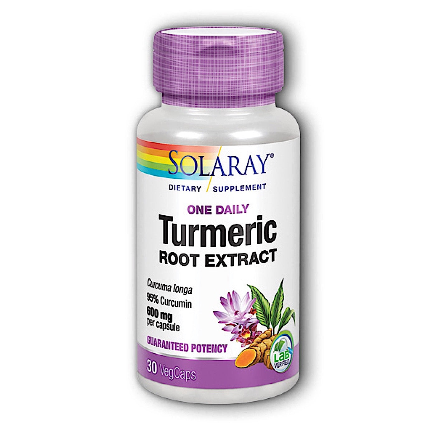 Solaray, Turmeric 1 Daily 600 mg, 30 VegCaps - 076280137477 | Hilife Vitamins