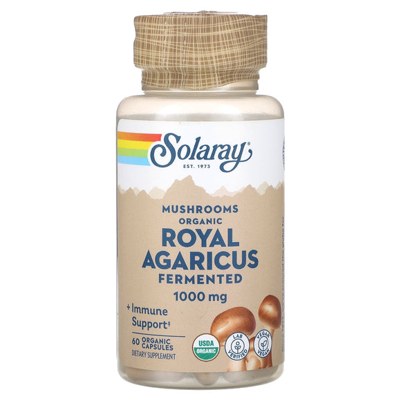 Solaray, Fermented Royal Agaricus, Mushrooms, 500 mg, 60 VegCaps - 076280153798 | Hilife Vitamins