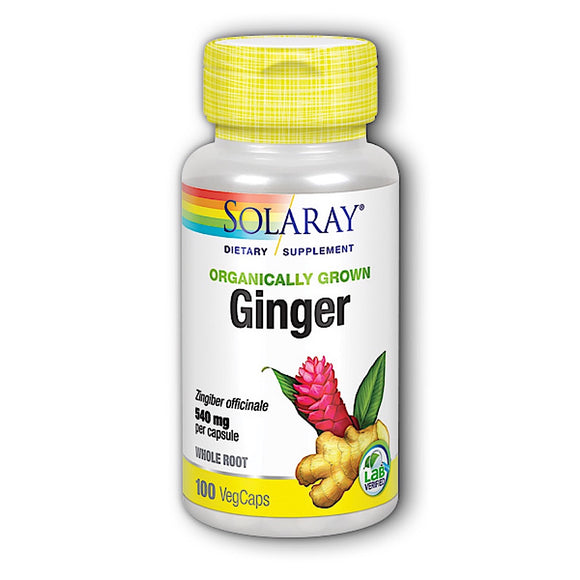 Solaray, Ginger Root 540 mg, 100 VegCaps - 076280193008 | Hilife Vitamins