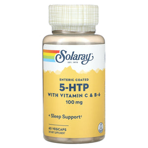 Solaray, 5-HTP with Vitamin C & B-6, 100 mg, 60 VegCaps - 076280366686 | Hilife Vitamins