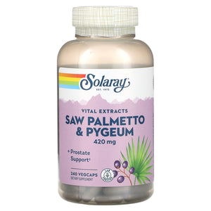 Solaray, Vital Extracts, Saw Palmetto & Pygeum, 420 mg, 240 VegCaps - 076280376814 | Hilife Vitamins