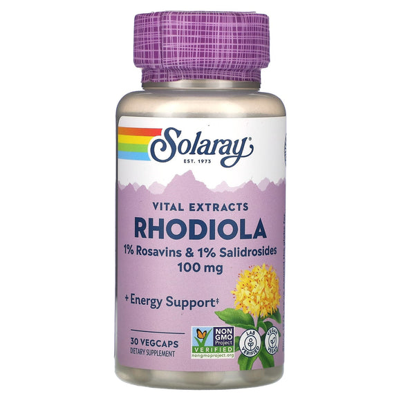 Solaray, Vital Extracts, Rhodiola, 100 mg, 30 VegCaps - 076280376951 | Hilife Vitamins