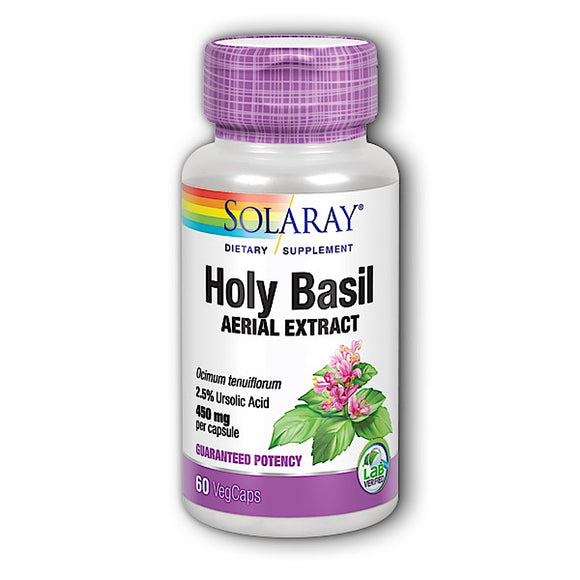 Solaray, Holy Basil Extract 450 mg, 60 VegCaps - 076280399134 | Hilife Vitamins