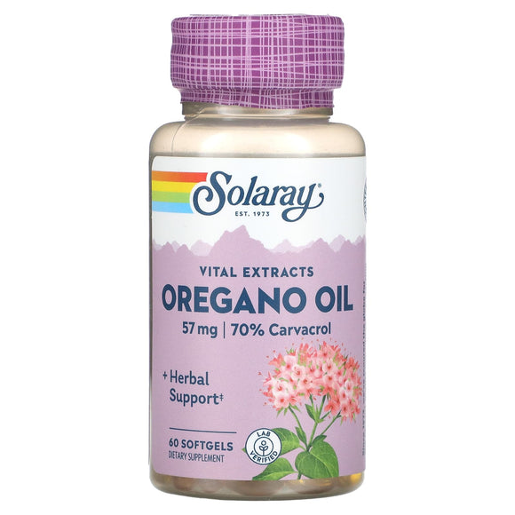 Solaray, Oregano Oil 70% Carvacrol, 60 Softgels - 076280413496 | Hilife Vitamins