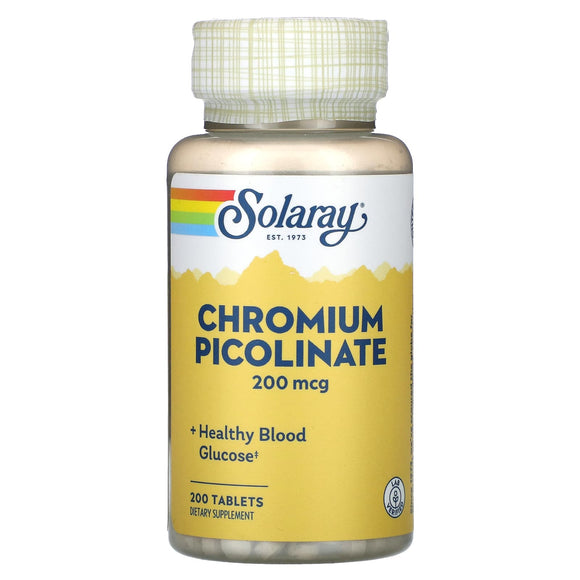 Solaray, Chromium Picolinate, 200 mcg, 200 Tablets - 076280458916 | Hilife Vitamins